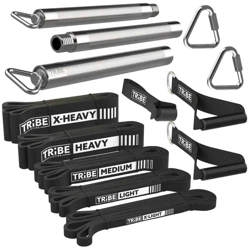 Long Resistance Bands for Working Out - Pull Up Assistance Bands with Handles, Door Anchor - Stretch Bands for Exercise Bands Resistance Bands Set (Black Set with Bar)