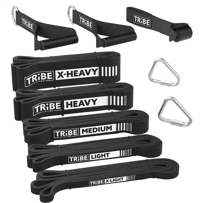 Long Resistance Bands for Working Out Men and Women - Set of 5 Pull-Up Bands, Rubber Handles and Door Anchor - Workout Bands Resistance for Men - Exercise Bands Resistance Bands Set