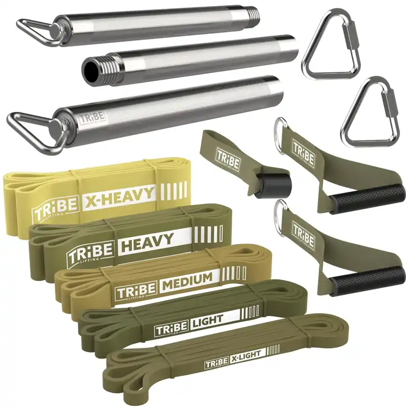 Long Resistance Bands for Working Out - Pull Up Assistance Bands with Handles, Door Anchor - Stretch Bands for Exercise Bands Resistance Bands Set (Green Set with Bar)