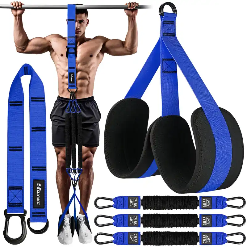 HOXWC Pull Up Resistance Bands, Pull Ups System with Fabric Feet/Knee Rest, Adjustable Resistance Bands for Working Out for Home Gym Strength Training, Pull Up Assist Band