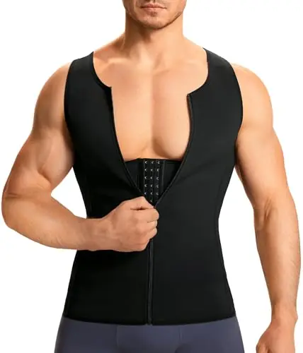 TAILONG Slim Fit Men Undershirt Body Control Compression Shaper Waist Cinching Girdle Tank Top Vest (XL, Black)