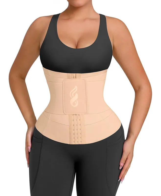 FeelinGirl Waist Trainer Belt Waist Cincher Trimmer Ab Belt Tummy Control Body Shaper with Triple Wrap Women and Men Skin