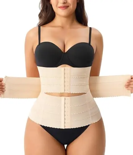 Gotoly Waist Trainer for Women Corset Shapewear Tummy Control Faja Body Shaper Postpartum Segmented Waist Cincher(Beige,Small)
