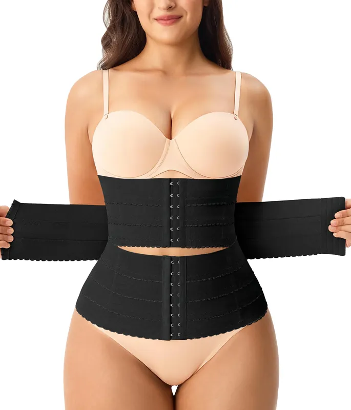 Gotoly Waist Trainer for Women Corset Shapewear Tummy Control Faja Body Shaper Postpartum Segmented Waist Cincher(Black,Medium)