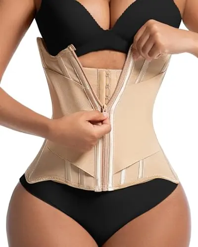 Waist Trainers for Women for Daily Wear, Faja Body Shaper Corset with Tummy Control for Workouts, Postpartum Recovery, and Yoga Sessions — Breathable and Supportive Apricot