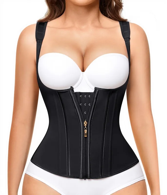 Nebility Waist Trainer for Women Corset Shapewear Tummy Control Faja Body Shaper Waist Cincher with Adjustable Strap(Black,Small)