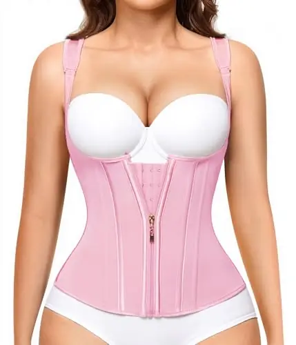 Nebility Waist Trainer for Women Corset Shapewear Tummy Control Faja Body Shaper Waist Cincher with Adjustable Strap(Pink,XXX-Large)