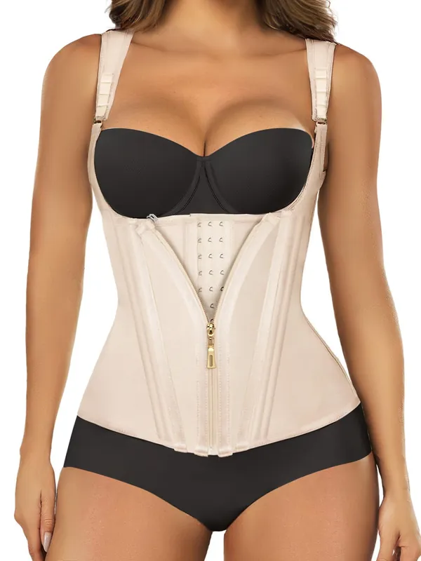SHAPERX Waist Trainer Corset for Women Tummy Control Sport Girdle Hourglass Waist Cincher Body Shaper with Steel Boned,SZ7293-Beige-2XL