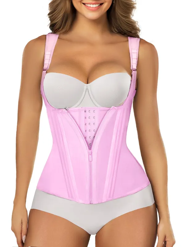 SHAPERX Waist Trainer Corset for Women Tummy Control Sport Girdle Hourglass Waist Cincher Body Shaper with Steel Boned,SZ7293-Pink-M