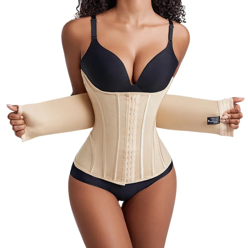 MISTHIN Waist Cincher Shaperwear for Womem Full Body Women Double Belt Wrap Corset Trainer Tummy Control Shaper (Nude, XXX-Large)