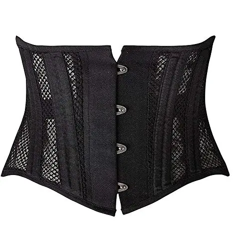 SHAPERX Women‘s 26 Steel Boned Corset Heavy Duty Waist Trainer Corset Shaper Breathable Mesh Slimming Trimmer Cincher,SZ1997-2-Black-M