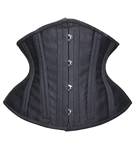 SHAPERX Women Short Torso Curvy Waist Heavy Duty Double Steel Boned Underbust Waist Trainer Corsets,SZ70930-Black-M