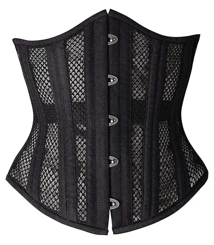SHAPERX 26 Double Steel Boned Breathable Mesh Corset Heavy Duty Waist Training Shaper, SZ1996-Black-XL