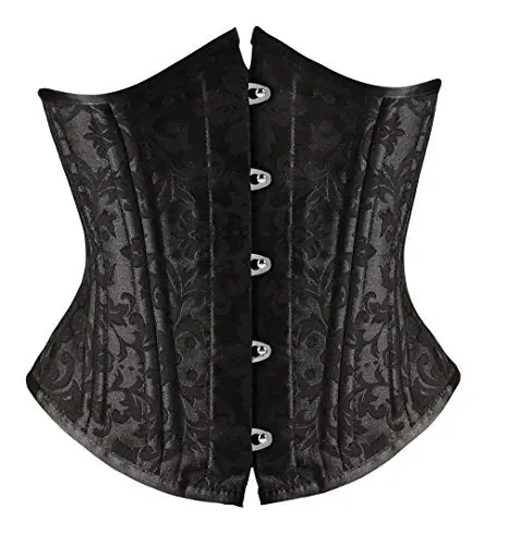 SHAPERX Women‘s Waist Training Corsets Underbust Heavy Duty 26 Steel Boned Hourglass Silhouette Body Shaper, SZ1912-2-Black-2XL
