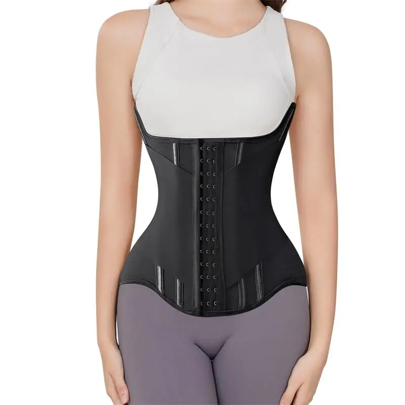 MISTHIN Waist Cincher Corset Sport Girdle Trimmer Corset Double Belt Wrap Waist Trainer Shaperwear Tummy Control Shaper for Women (Black, X-Small)