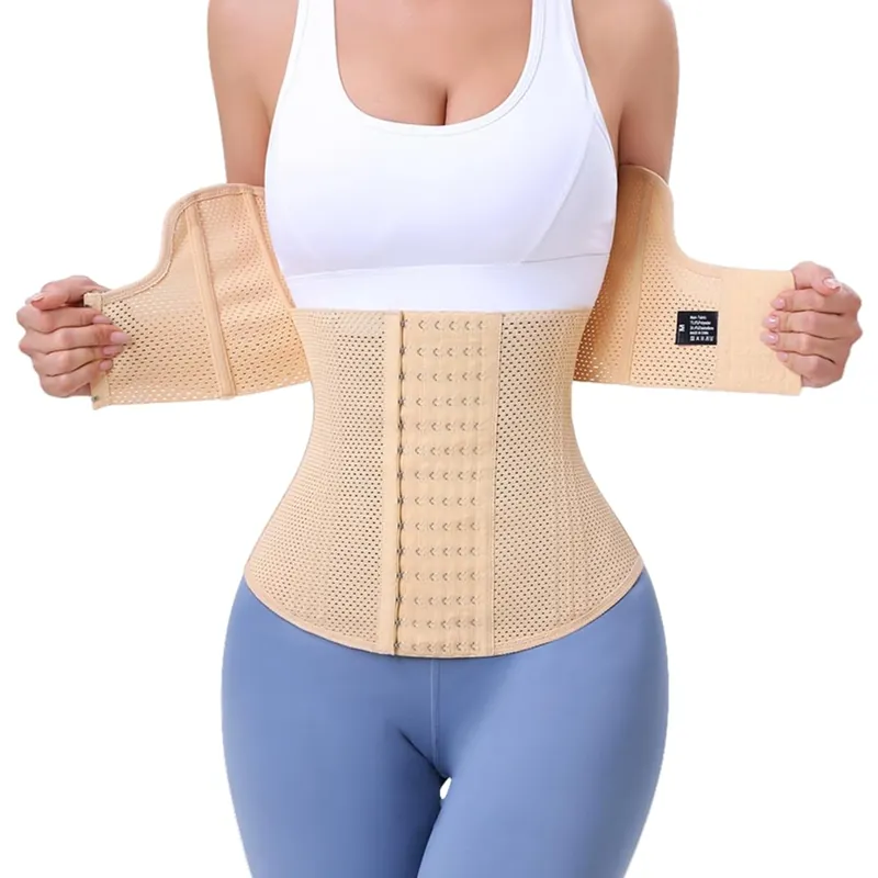 Waist Cincher for Women Corset Shapewear Mesh Sports Tummy Control Body Workout Girdle Waist Trainer Shaper (Nude, XXX-Large)