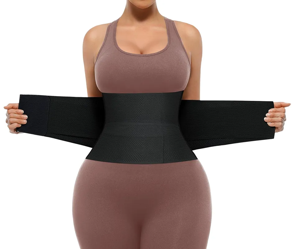 SHAPELLX Waist Trainer for Women Belly Fat Waist Cincher Corset Shapewear Shaper Belt Back Support Belly Wrap Faja Black