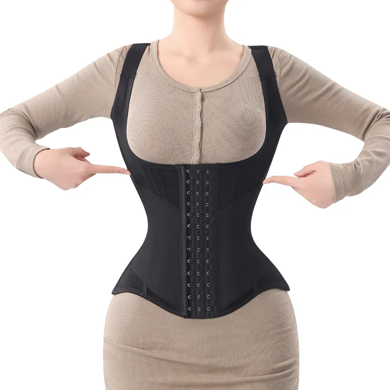 MISTHIN Waist Trainer for Women Corset Shapewear Tummy Control Vest Waist Cincher Shaper Workout Girdle (Black, XX-Large)