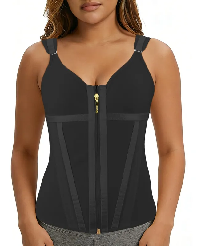 MAGICFAJAOS Waist Trainer Corset for Women Belly Fat Tummy Control Sport Workout Body Shaper Vest for Women Postpartum, 3XL Black