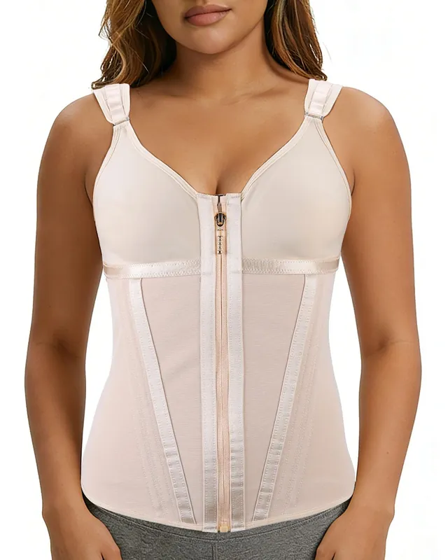 MAGICFAJAOS Waist Trainer Corset for Women Belly Fat Tummy Control Sport Workout Body Shaper Vest for Women Postpartum, 3XL Khaki
