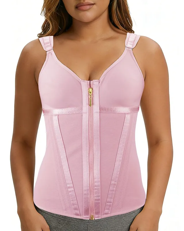 MAGICFAJAOS Waist Trainer Corset for Women Belly Fat Tummy Control Sport Workout Body Shaper Vest for Women Postpartum, M Pink
