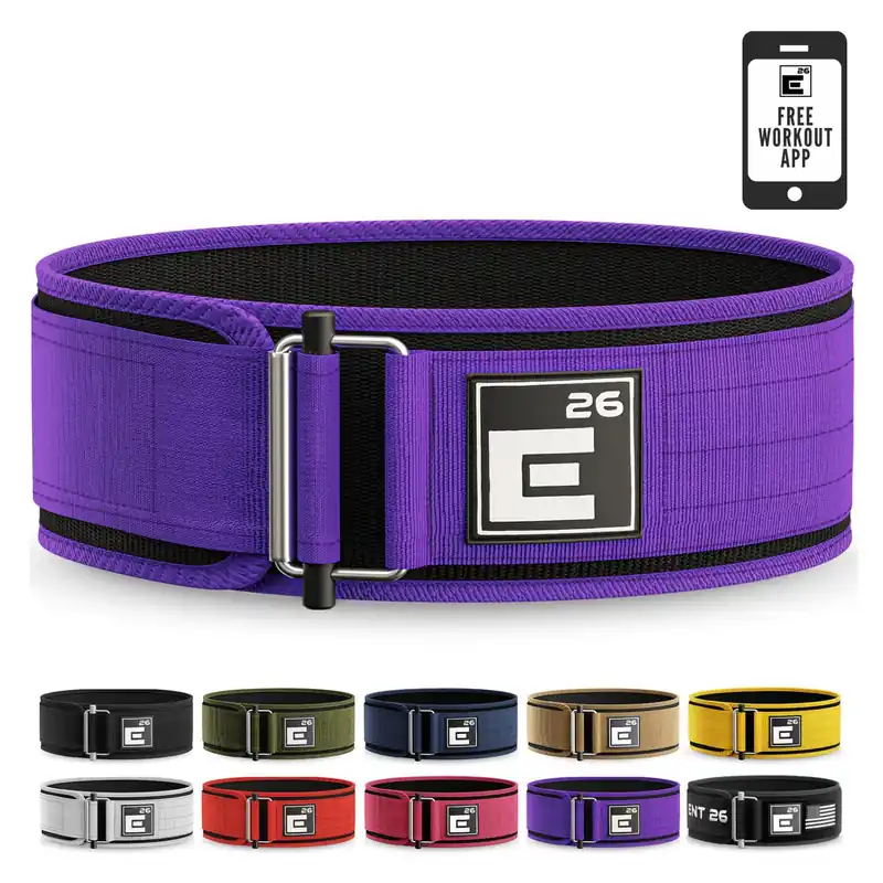 Self-Locking Weight Lifting Belt Premium Weightlifting Belt for Serious Functional Fitness, Weight Lifting, and Olympic Lifting Athletes (Medium, Purple)