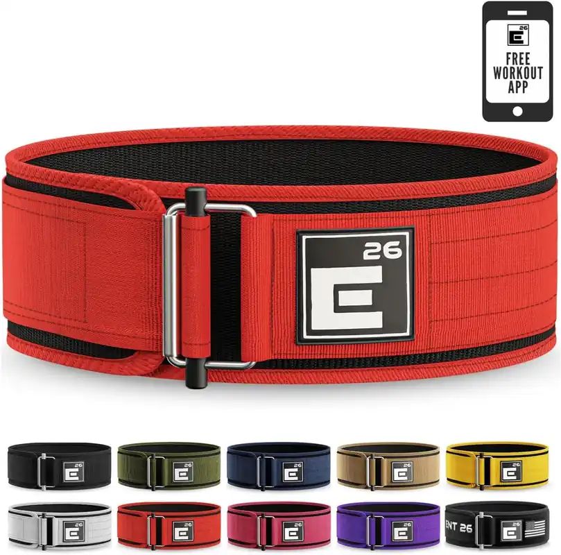 Self-Locking Weight Lifting Belt Premium Weightlifting Belt for Serious Functional Fitness, Power Lifting, and Olympic Lifting Athletes (Extra Large, Red)