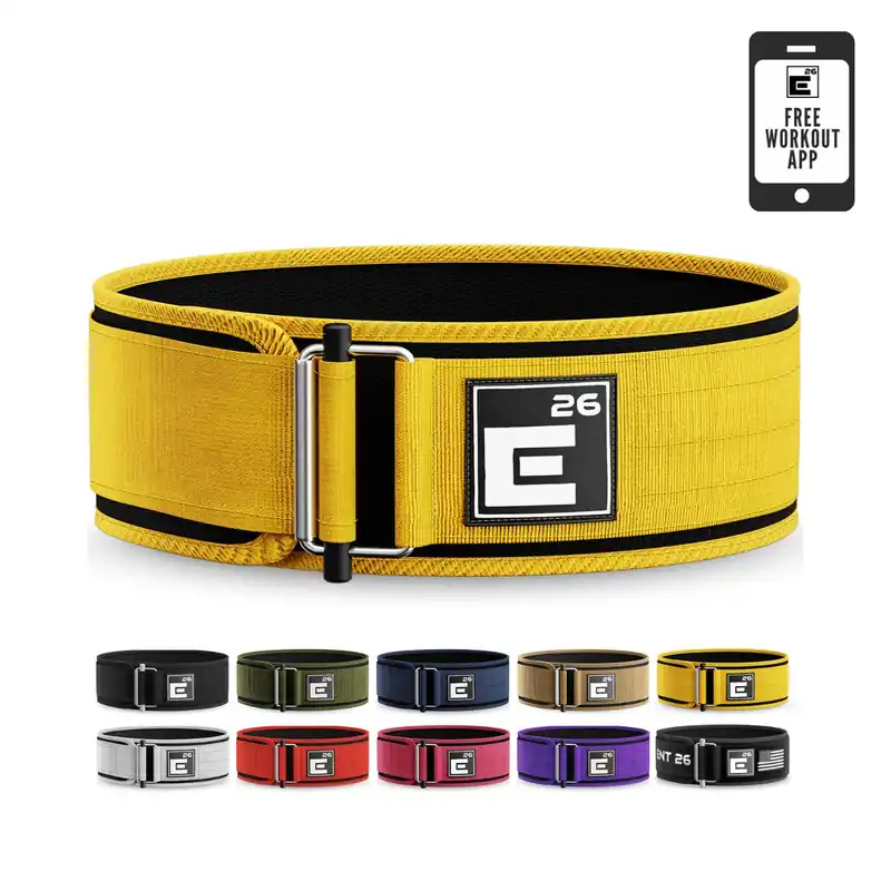 Self-Locking Weight Lifting Belt - Premium Weightlifting Belt for Serious Functional Fitness, Power Lifting (Extra Large, Yellow)