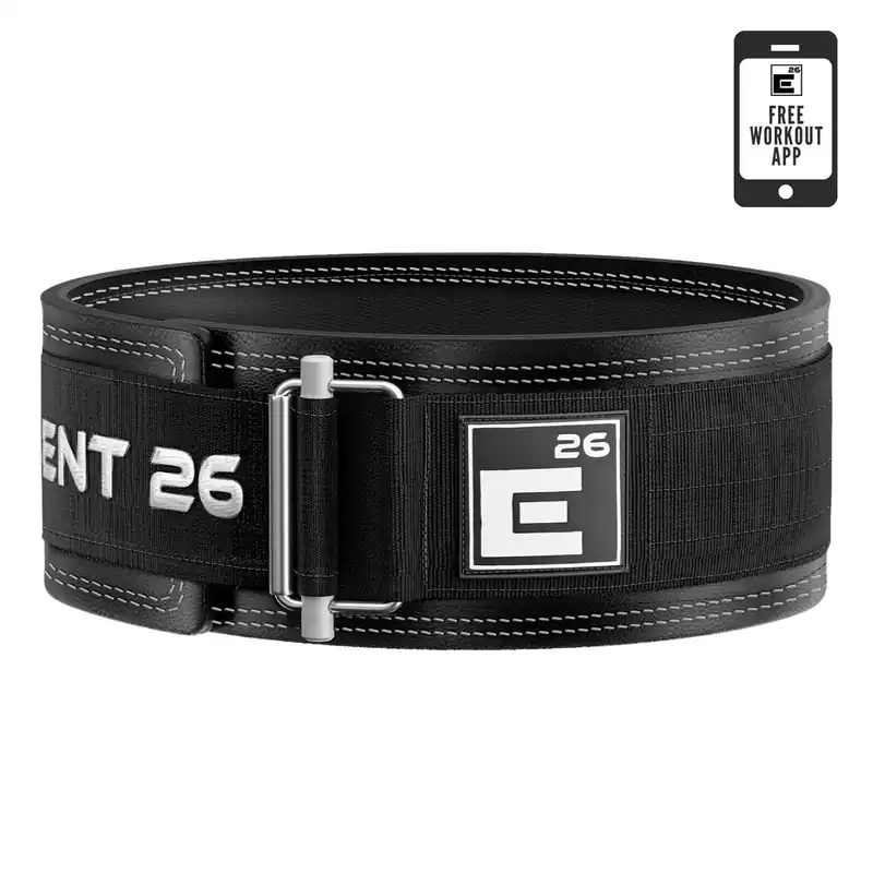 Element 26 Leather Weightlifting Belt for Men & Women - Self locking Adjustable Leather Lifting Belt for Powerlifting (Extra Small, Black)