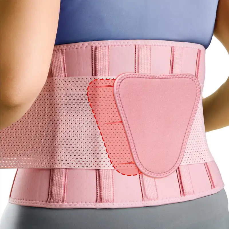 FEATOL Back Brace for Lower Back Pain, Breathable Back Support Belt for Women & Men with Lumbar Pad, Pink, S/M(Circumference 24.4-30")