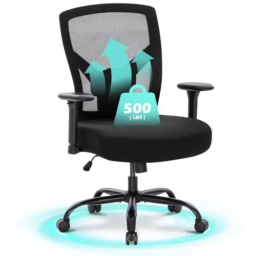 ALPHA HOME Heavy Duty Office Chair Ergonomic, Mid Back Mesh Computer Chair with Lumbar Support, Desk Chair Adjustable Armrest & Seat Cushion, SGS Certified