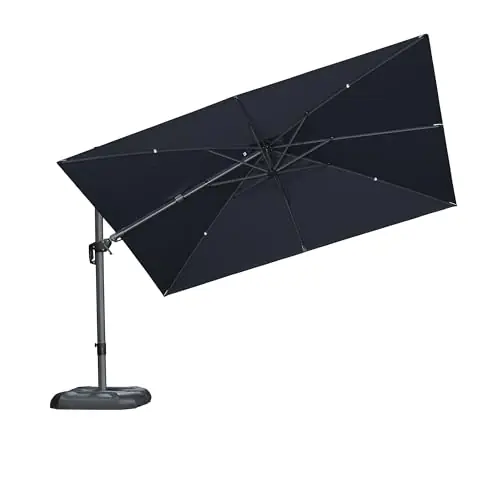 PURPLE LEAF 11‘ X 8‘ Left-right Tilting Patio Umbrella Outdoor Cantilever Swivel Rectangle Umbrella with Tilt Aluminum Offset Umbrella with 360-degree Rotation for Garden Deck Pool Patio Grey