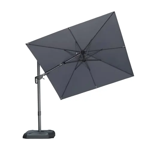 PURPLE LEAF 8‘ X 8‘ Left-right Tilting Patio Umbrella Outdoor Cantilever Swivel Square Umbrella Aluminum Offset Umbrella with 360-degree Rotation for Garden Deck Pool Patio Light Grey