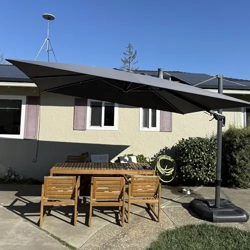 PURPLE LEAF 11‘ X 8‘ Left-right Tilting Patio Umbrella Outdoor Cantilever Swivel Rectangle Umbrella with Tilt Aluminum Offset Umbrella with 360-degree Rotation for Garden Deck Pool Patio Light Grey