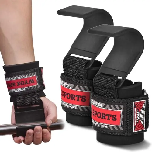 Weight Lifting Hooks for Men & Women (Pair) โ Heavy Duty Wrist Support Straps with Hooks for Deadlifts, Pull Ups, Shrugs โ Gym Lifting Straps with Grip Assist