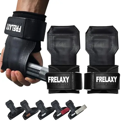 Frelaxy Lifting Wrist Straps, Rubber Weight Lifting Grips with Non-Slip Palm & Wrist Wraps Support for Deadlifts, Pull Ups, Rows (White/Black)