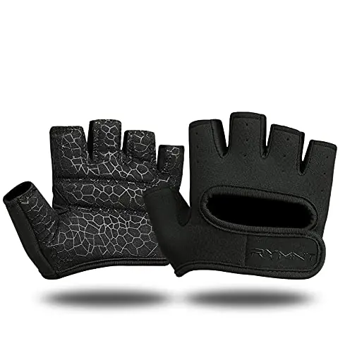 RYMNT Minimal Weight Lifting Gloves,Short Micro Workout Gloves Grip Pads with Full Palm Protection & Extra Grip, BK-XS
