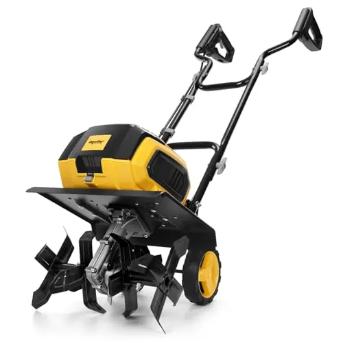 Mellif 40V Cordless Garden Tiller/Cultivator Compatible with Dewalt 20v Max Battery (Tool Bare) 14.2‘‘ Width 8.7‘‘ Depth 16 Steel Tines
