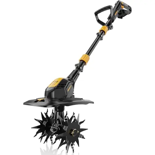 HEINPRO Cordless Tiller Cultivator Compatible with Dewalt 20V MAX Battery, 9In Tilling Width & 7In Depth Electric Tiller for Gardening (Tool Only)
