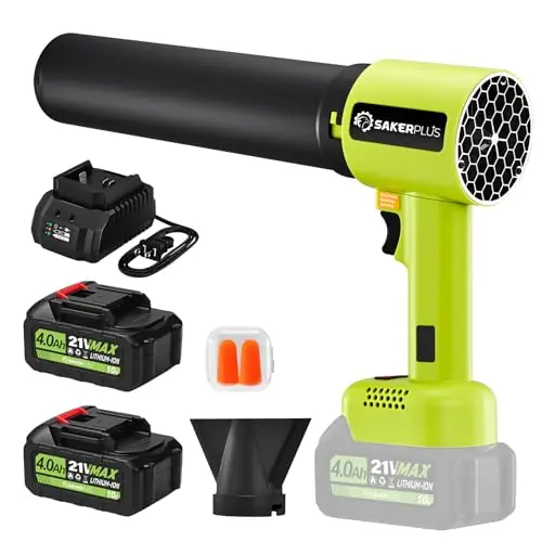 Sakerplus Portable Dust Cleaner, Cordless Leaf Blower with 2 Batteries, 300000RPM Air Blower with Extended Nozzle, Lightweight Hand Blowers Ideal Gift