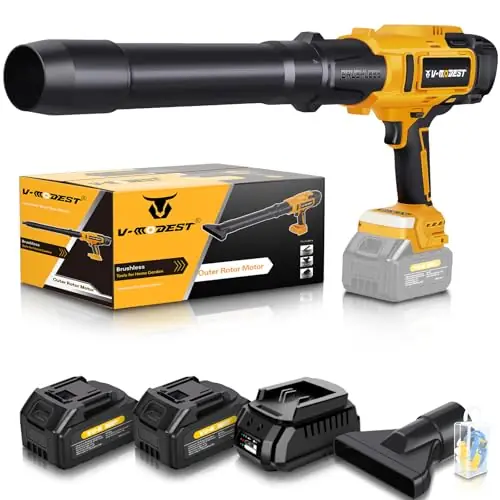 V-MODEST Leaf Blower Cordless, 800,000 RPM Compact Leaf Blowers Battery Powered Brushless with 2 * 4.0Ah Batteries, Lightweight Electric Leaf Blower for Yard