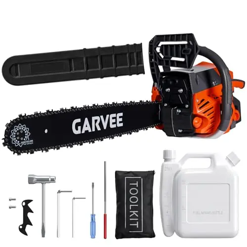 58cc Gas Powered Chainsaw, 2-Stroke Engine with Quick Start & Ergonomic Non-Slip Handle for Efficient Wood Cutting, Tree Trimming and Land Clearing