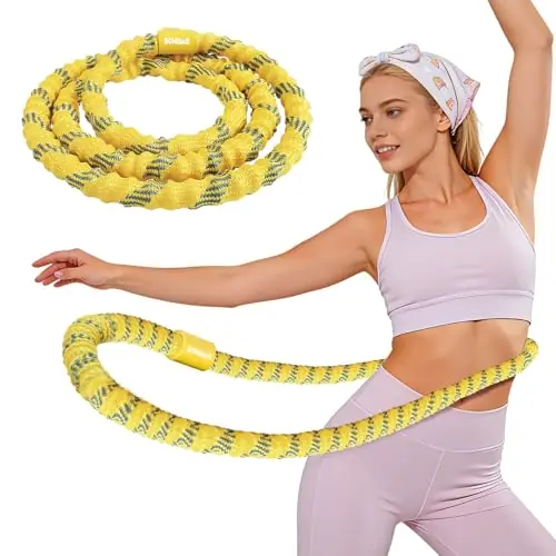SOHIDAS Soft Hula Hoop for Adults 3.3lb Weighted Hula Hoops for Women Weight Loss Pilates Equipment Infinity Hoop Soft Spring Weighted Hoop, Yellow