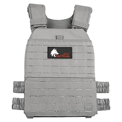 WOLF TACTICAL Adjustable Weighted Vest – WODs, Strength and Endurance Training, Fitness Workouts, Running (Gray)