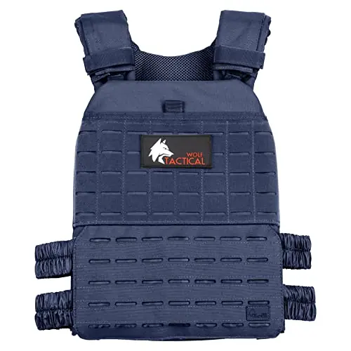 Wolf Tactical Adjustable Weighted Vest for Men & Women - Rucking, Workout, Running, Walking & CrossFit Weight Vest for Strength Training & Fitness (Blue)