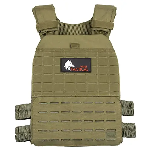 Wolf Tactical Adjustable Weighted Vest for Men & Women - Rucking, Workout, Running, Walking & CrossFit Weight Vest for Strength Training & Fitness (OD Green)