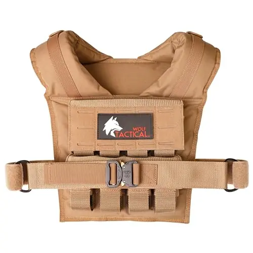 Wolf Tactical Men Weighted Vest - 35 LB Strength Training Tactical Weight Vest Tan