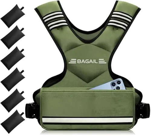 BAGAIL Adjustable Weighted Vest for Women 4-10lb, Comfortable U-Neck Rucking Vest with 6 Removable Weights, Storage Pocket and Reflective Strips for Walking