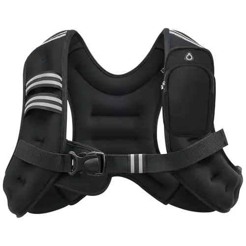 RKV86 Rucking Vest for Men and Women with Detachable Zipper Pockets Weighted Vest for Walking, Strength, Training, Running (12lbs)