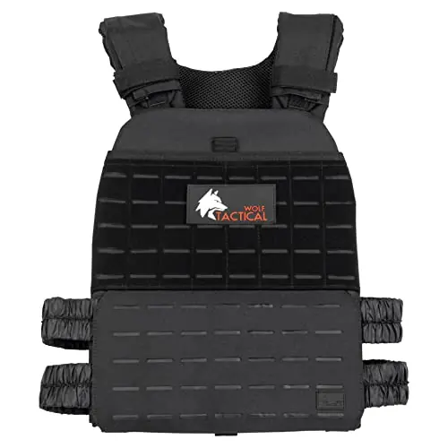 Wolf Tactical Adjustable Weighted Vest for Men & Women - Rucking, Workout, Running, Walking & CrossFit Weight Vest for Strength Training & Fitness (Black)